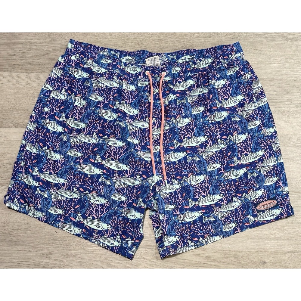 Vineyard Vines Chappy Swim Trunks Men's Size 42 Fish Coral 7" Inseam Stretch